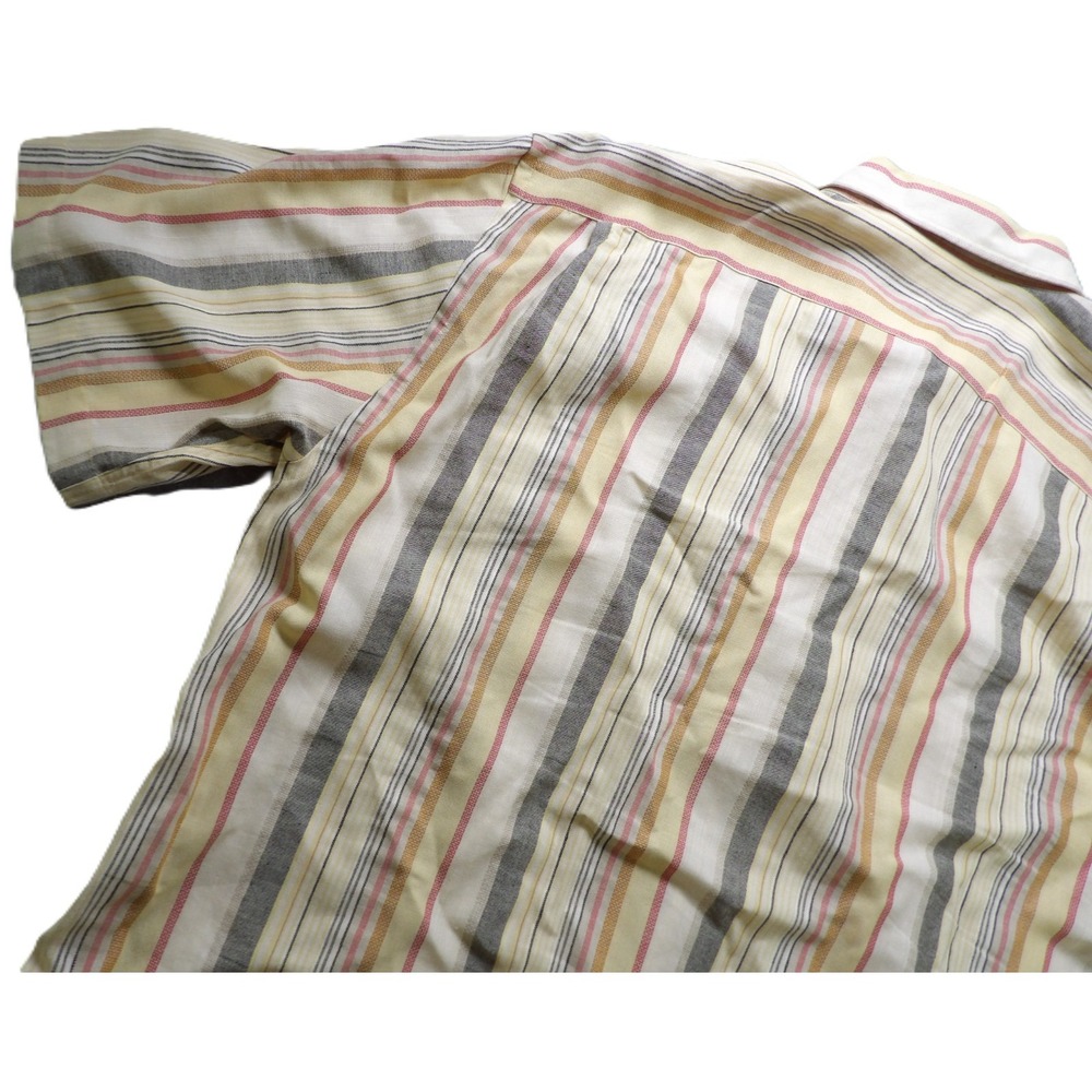 VTG 90s Joseph Abboud Men XL Linen Viscose Striped Short Sleeve Shirt Hong Kong - Picture 16 of 16
